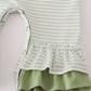Sage turkey applique stripe ruffle romper