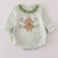 Sage turkey applique stripe ruffle bubble