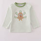 Sage turkey applique stripe top