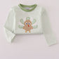 Sage turkey applique stripe top