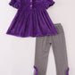 Purple Halloween witch applique velvet pants set