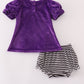 Purple Halloween witch applique velvet bloomer set