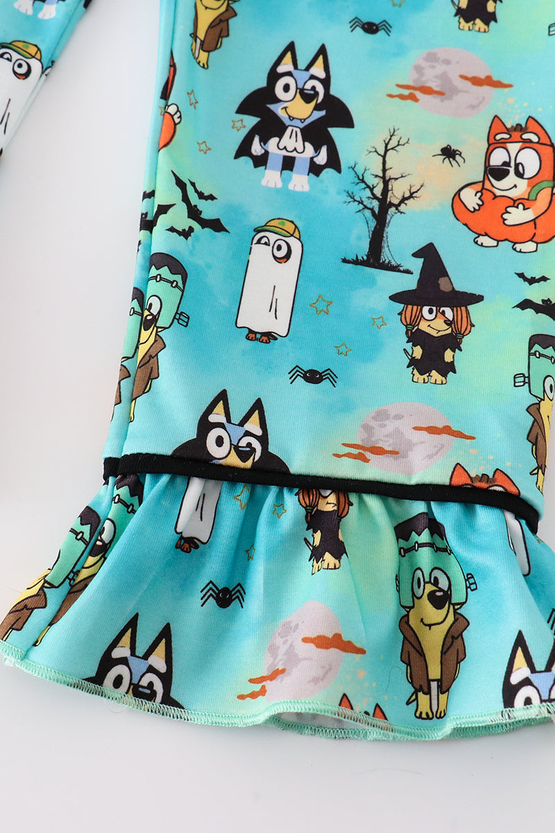 Halloween character print girl pajamas set