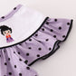 Purple Halloween dot witch embroidery dress
