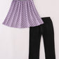 Purple Halloween dot witch embroidery pants set