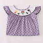 Purple Halloween dot witch embroidery pants set