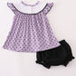 Purple Halloween dot witch embroidery bloomer set