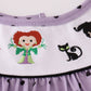 Purple Halloween dot witch embroidery bloomer set