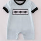 Blue Halloween spider embroidery stripe romper