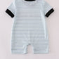 Blue Halloween spider embroidery stripe romper