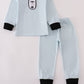 Blue Halloween spider embroidery stripe pants set