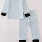 Blue Halloween spider embroidery stripe pants set