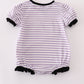 Purple Halloween spider embroidery stripe ruffle bubble