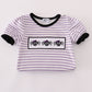 Purple Halloween spider embroidery stripe ruffle bubble