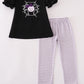 Purple Halloween spider embroidery pants set