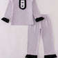 Purple Halloween spider embroidery stripe pants set