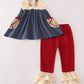 Wheat embridery ruffle pants set