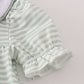 Sage stripe french knot ruffle pants set