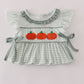 Sage stripe french knot ruffle dress