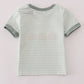 Sage stripe french knot top
