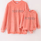Pink velvet blessed embroidery mom&me sweatshirt
