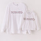 White velvet blessed embroidery mom&me sweatshirt