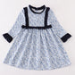 Blue floral print ruffle girl dress