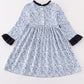 Blue floral print ruffle girl dress