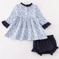 Blue floral print baby girl set