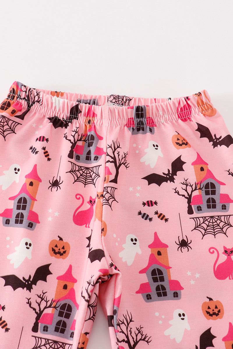 Pink halloween girl pajamas set