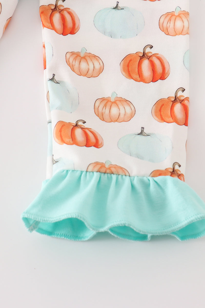 Pumkin print girl pajamas set