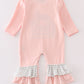 Pink noah's ark embroidery stripe girl romper