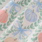 Green bow print embroidery ruffle dress