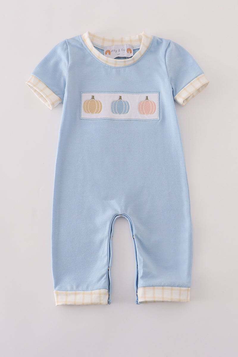 Blue embroidery romper