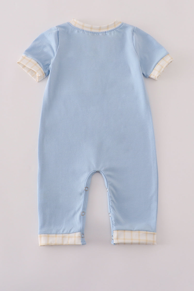 Blue embroidery romper