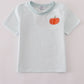 Blue pumpkin embroidery stripe top