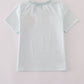 Blue pumpkin embroidery stripe top