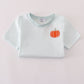 Blue pumpkin embroidery stripe top