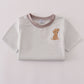 Grey puppy embroidery stripe top