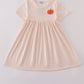 Pumpkin embroidery stripe dress