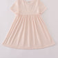 Pumpkin embroidery stripe dress