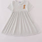 Puppy embroidery stripe dress