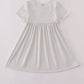 Puppy embroidery stripe dress