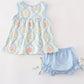 Blue pumpkin print baby girl set