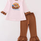 Pink stripe noah's ark animal applique girl set