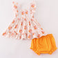 Orange pumpkin applique baby girl set