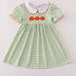 Green stripe embroidery dress