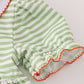 Green stripe embroidery dress