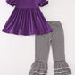 Purple halloween witch applique pants set