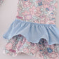 Blue turkey applique ruffle pants set